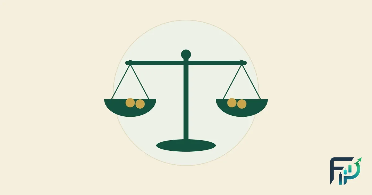 Flat illustration in green and cream: a set of scales beside a small national flag and a plain rulebook, suggesting that whether forex is legal depends on your country and its rules.